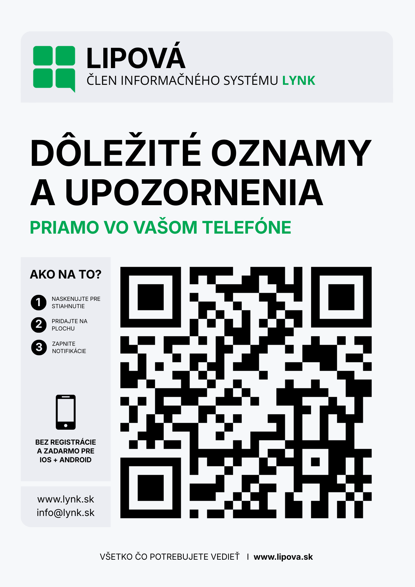 Plastová QR tabuľka LYNK pre obec